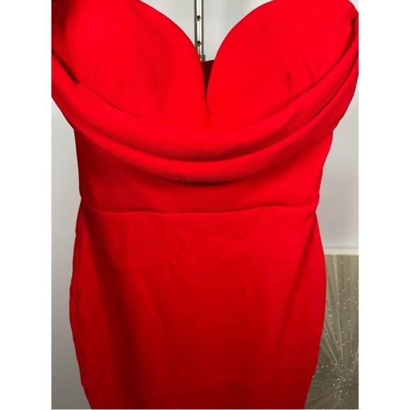 NWT Alex Perry Red Darcy Draped Bustier Sweetheart Midi Dress Size 6 - Picture 7 of 12